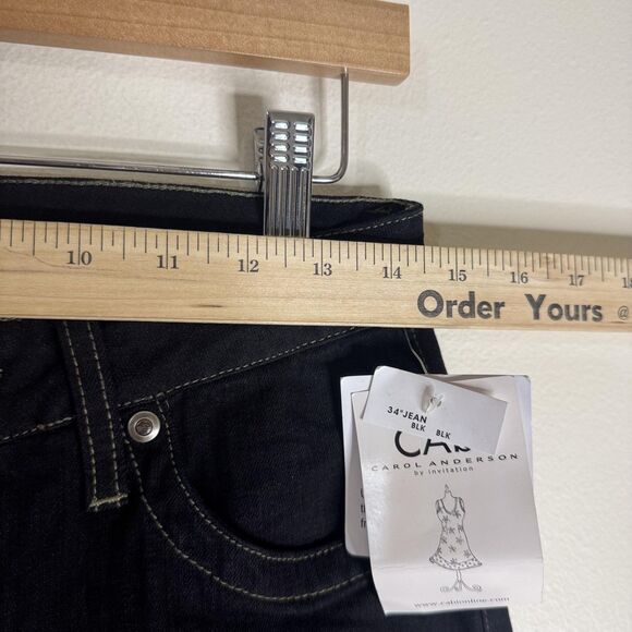 CAbi Jeans Womens 6 Black Straight Leg Stretch Denim jean Contrast Stitch - Picture 6 of 10